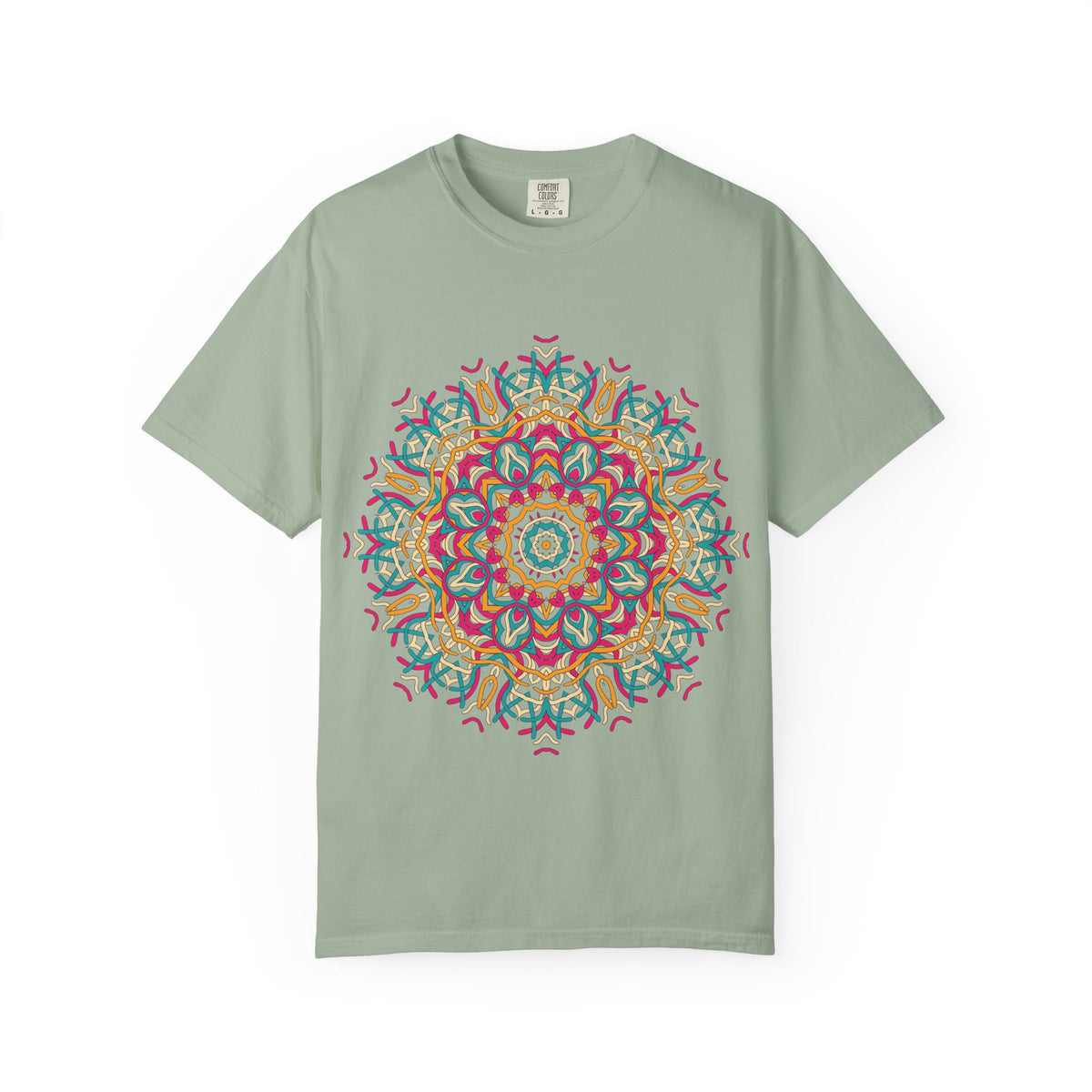 Unisex Garment Dyed Cotton T-Shirt with Mandala Graphic Design