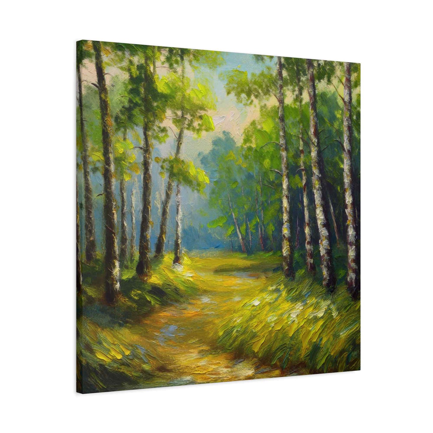 Summer Forest Print Canvas, Oil Paint Print 20x20, 24x24, 30x30, 32x32, 36x36 Art Design Pine-Wood Inner Frame MC-87