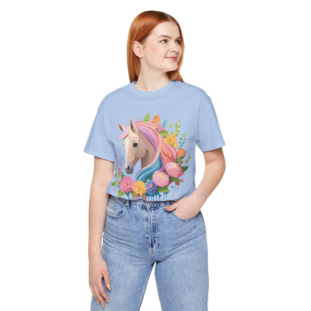 Horse Graphic Unisex Cotton Bella+Canvas Tee with Art Animal Design e310