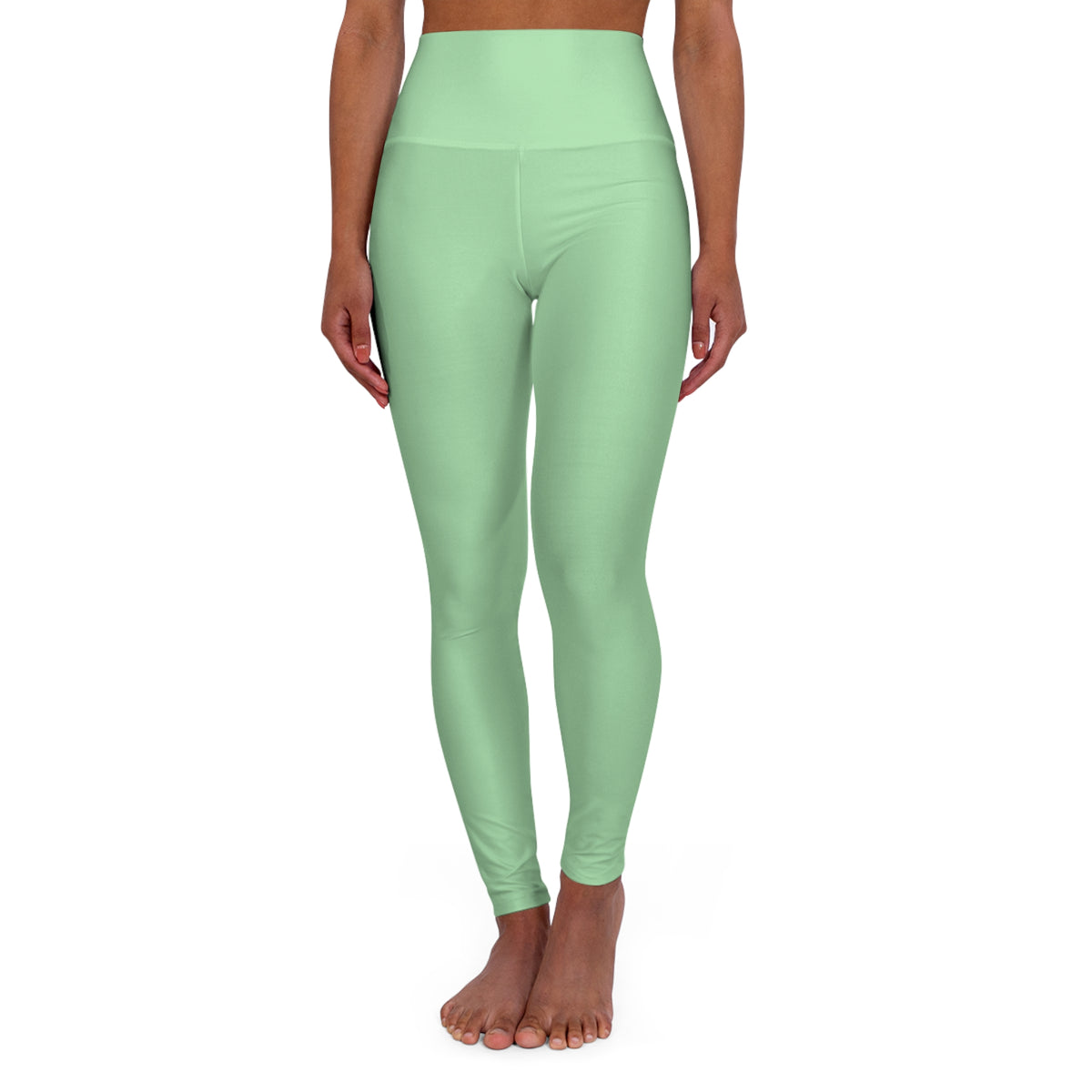 Celadon Green Color High-Waist Yoga Leggings Women's Seamless Poly-Span Stretchy Pants XS-2XL