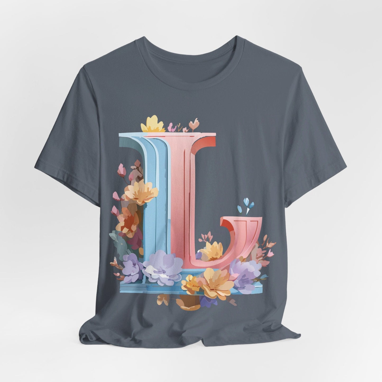 Letter L Shirt Graphic T Shirt Unisex Short Sleeve Vintage Inspired Artwork By Adelpha