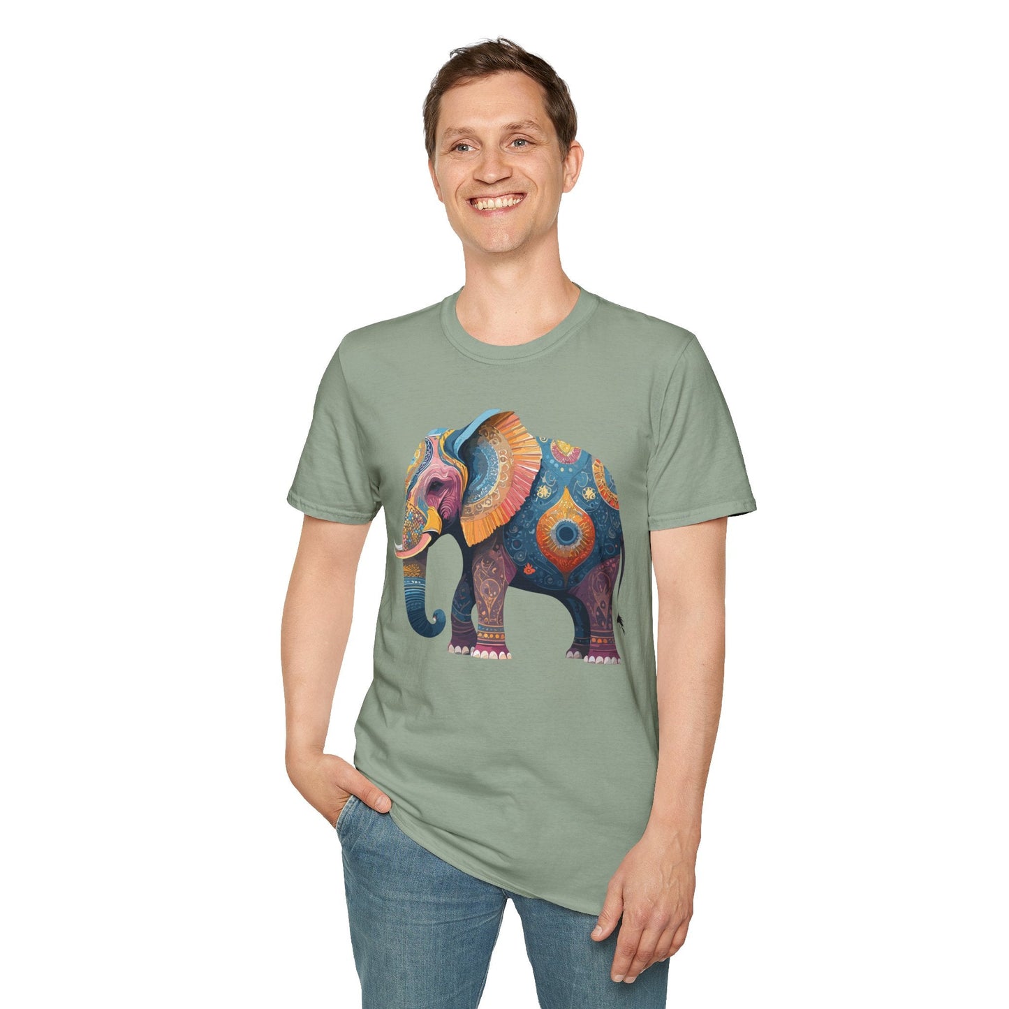 Elephant T Shirt Unisex Gildan Softstyle 64000 Tee With Animal Elephant Graphic Artwork
