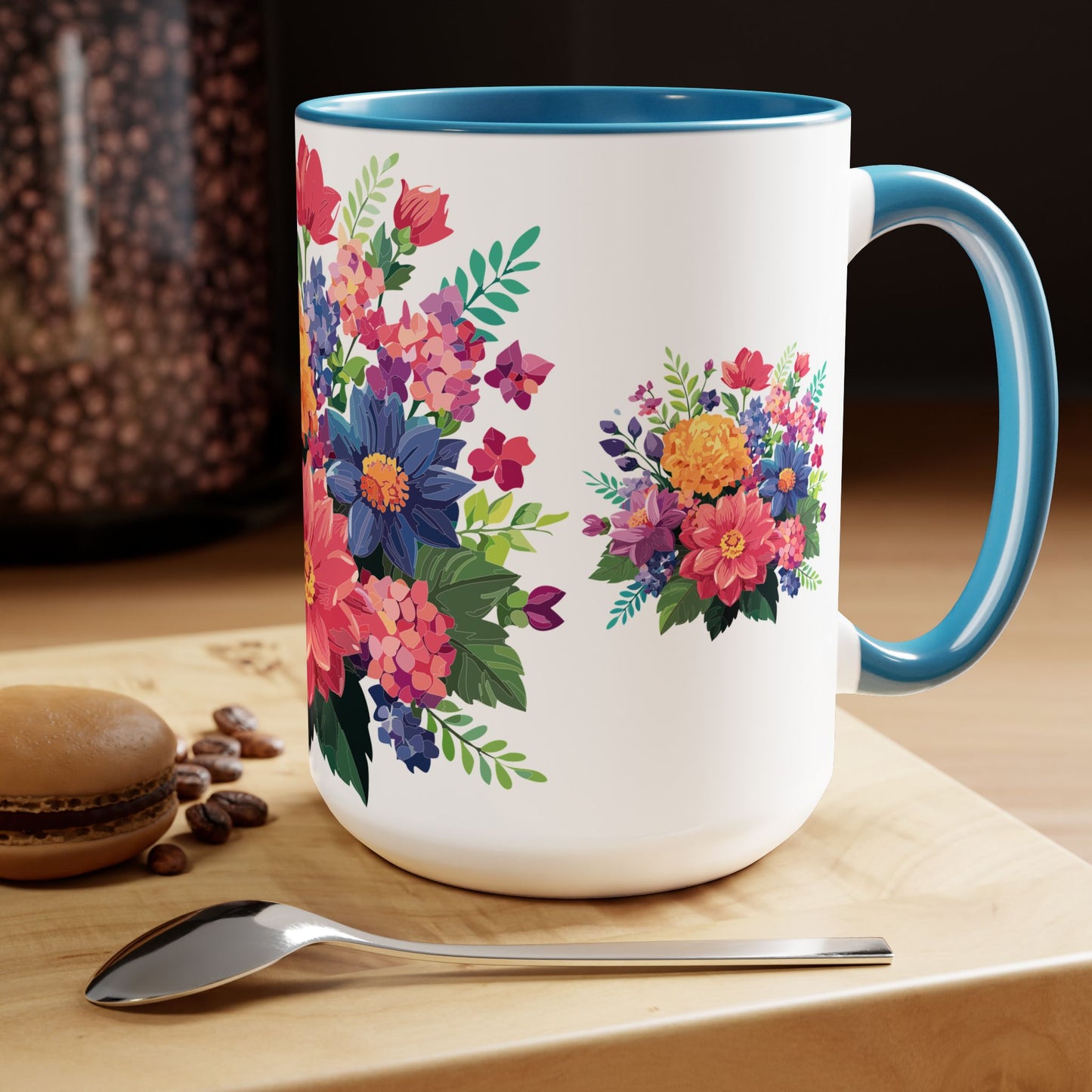 Tazas de café de dos tonos con flores
