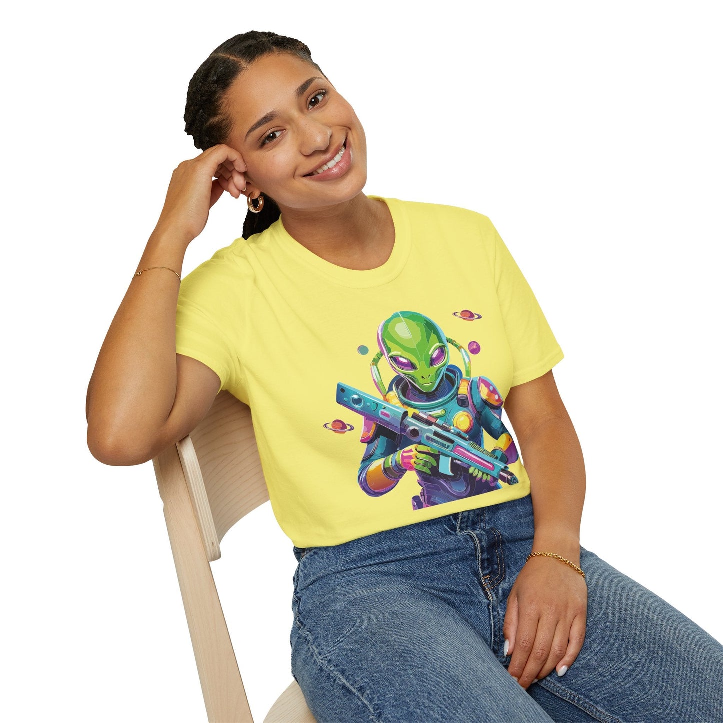 Alien Cosmos T Shirt Unisex Gildan Softstyle 64000 Art Design Tee For Everyday Comfort