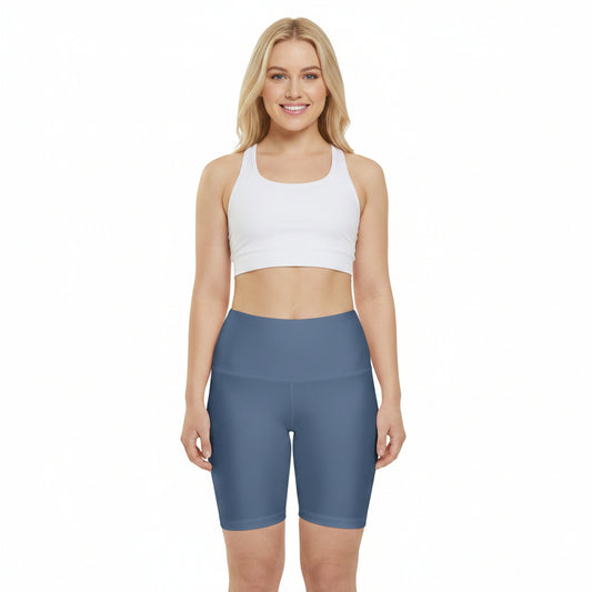 Eastern Blue Women's Workout Shorts — Solid High-Waist Biker Shorts for Exercise & Everyday Wear