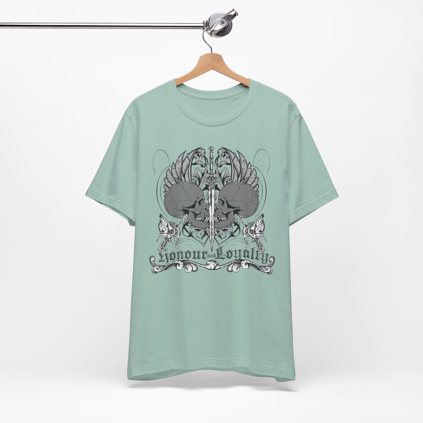 Honor Loyalty crest tee Gothic heraldry skulls wings emblem Art-48