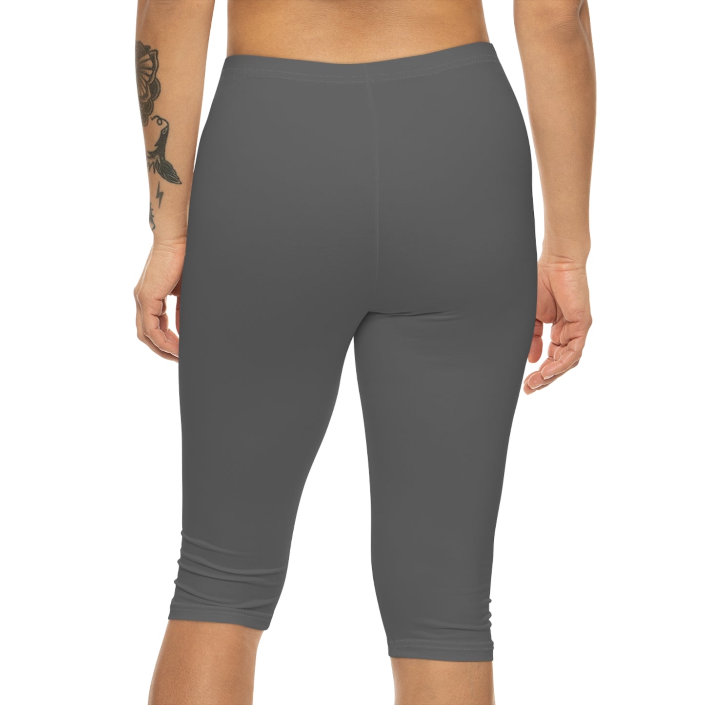 Dim Grey Color Women's Brushed Suede Poly Span Casual Capri Leggings XS-2XL