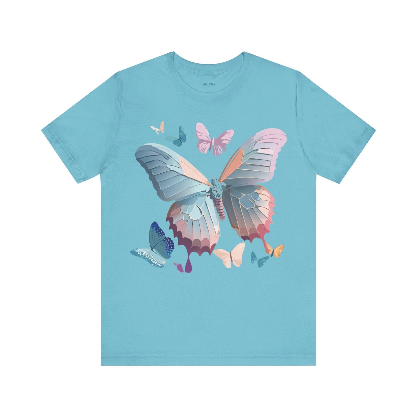 Butterfly Graphic Short Sleeve Tee Unisex Vintage Art Shirt By Adelpha