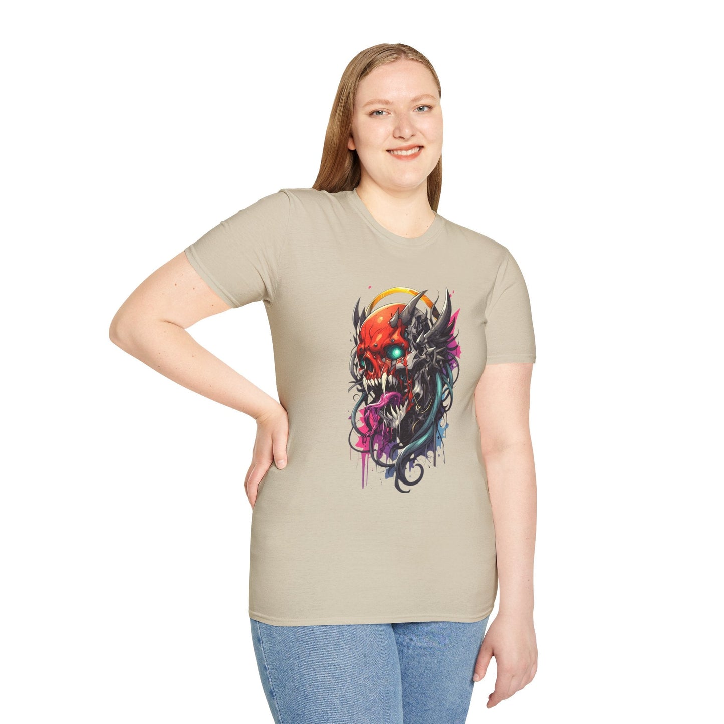 Skull Tee Shirt Unisex Skeleton Art Design Gildan Softstyle 64000 100 Percent Ring Spun Cotton