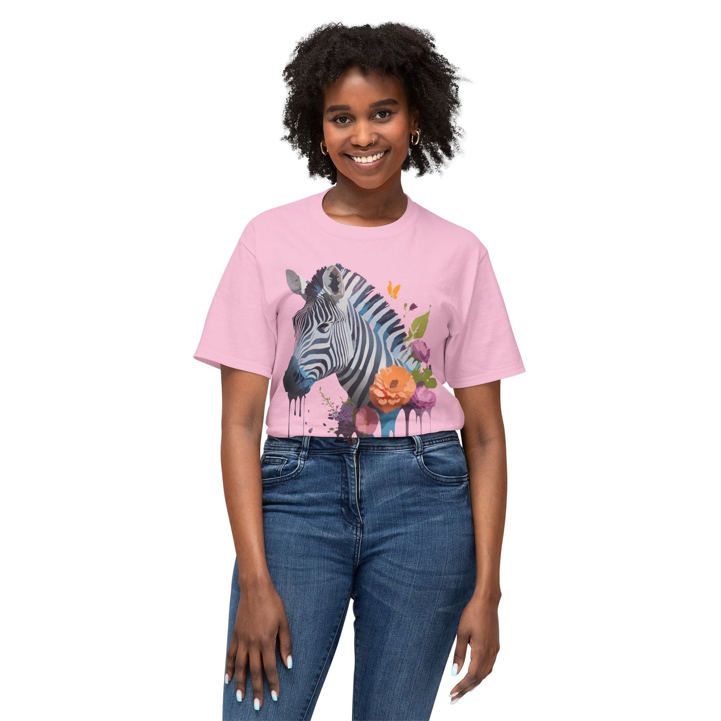 Unisex Zebra Art T Shirt With Full Color Print HD Cotton Tee Made In USA For Everyday Style
