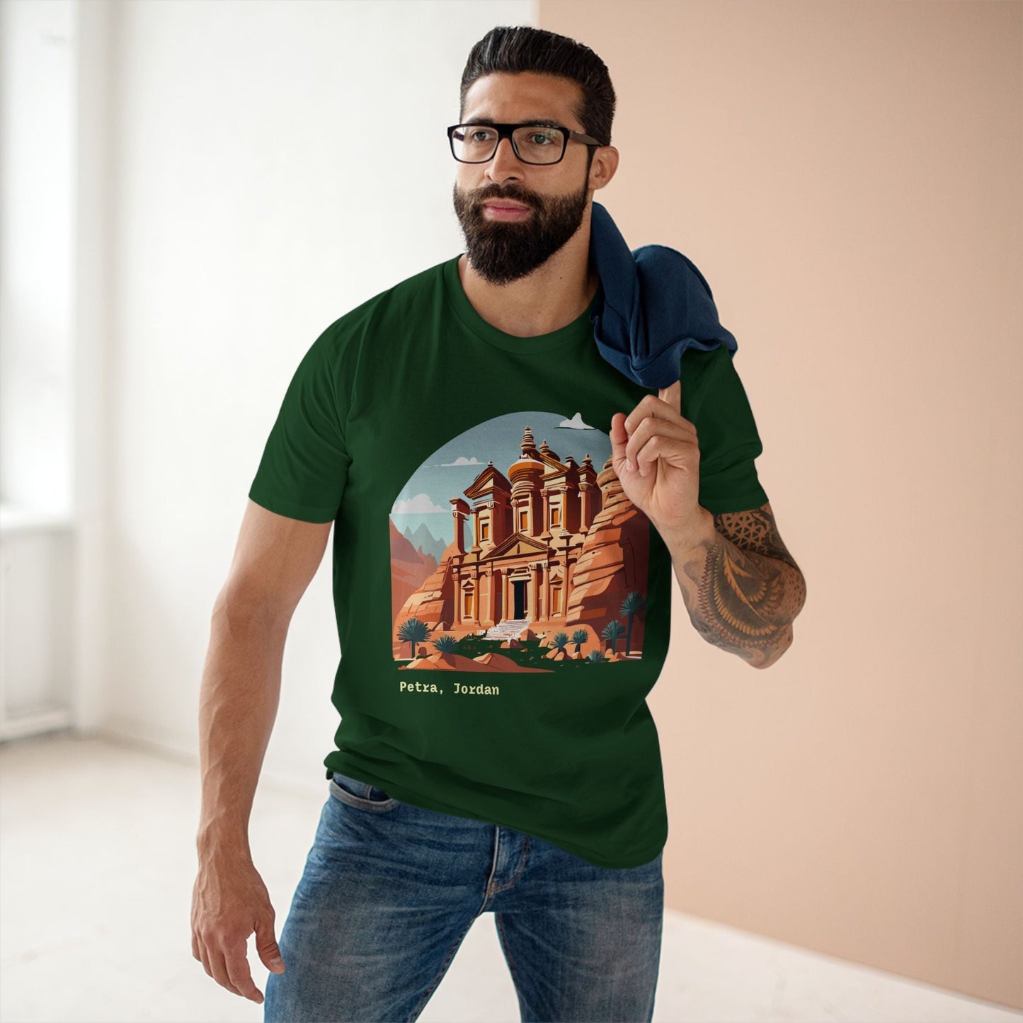 Travel Shirt Unisex Petra Tourist Shirt Art Design Premium Cotton Tee Retro2Nova