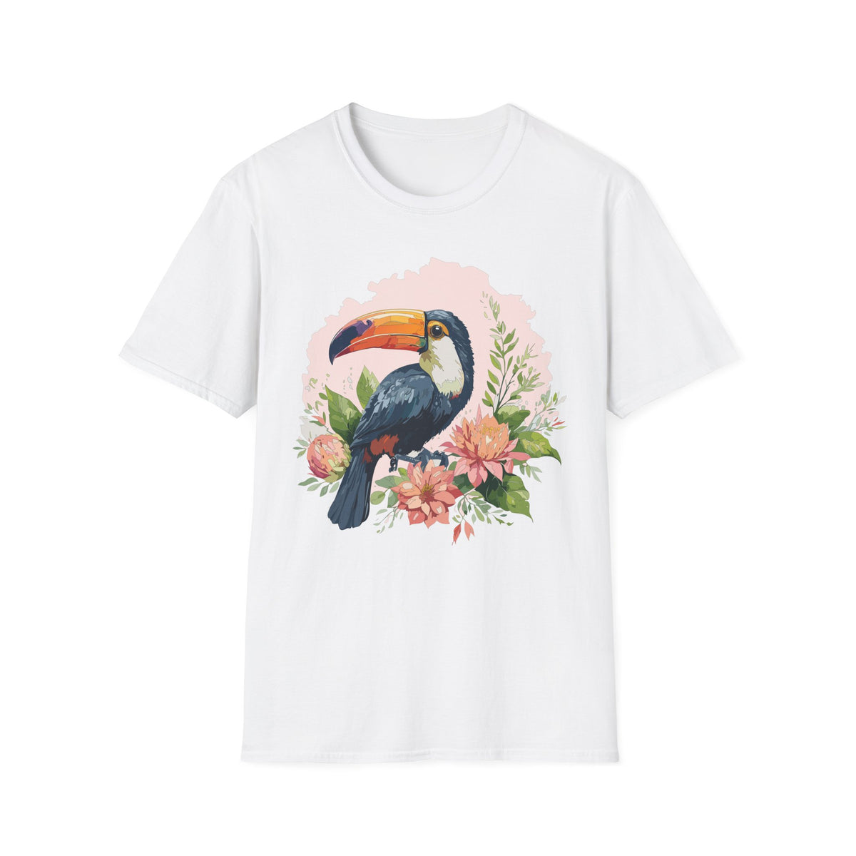 Tropical Toucan Illustration T-Shirt | Floral Bird Graphic