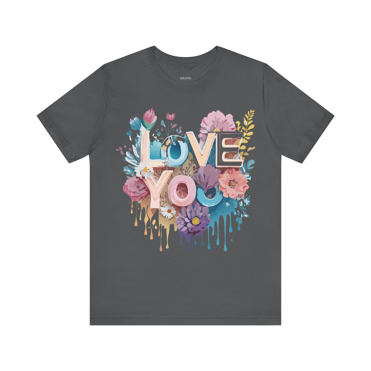 Valentine's Day Graphic Unisex Cotton Bella+Canvas Tee with Floral Art Design d127