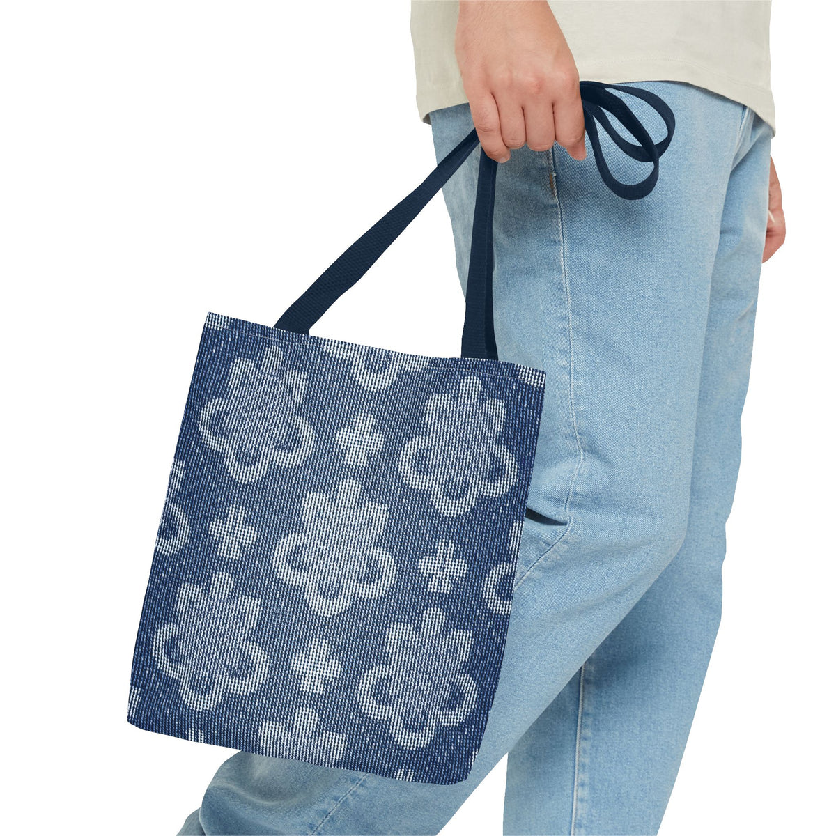 Denim Fabric Imitation Print Unisex Canvas Bag Poly Spun 3 Sizes Tote Bag 108