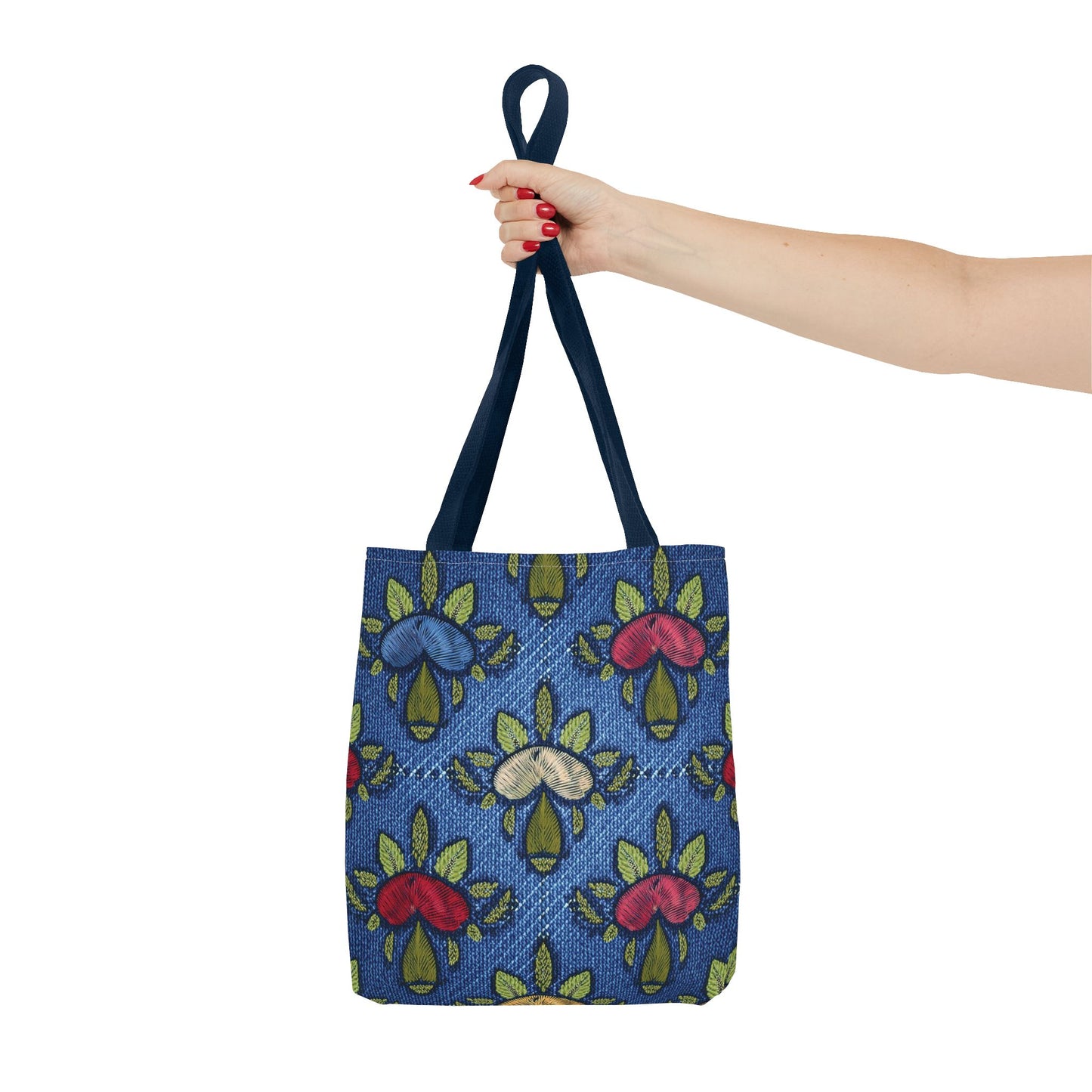 Denim Fabric Imitation Print Unisex Canvas Bag Poly Spun 3 Sizes Tote Bag 159-10