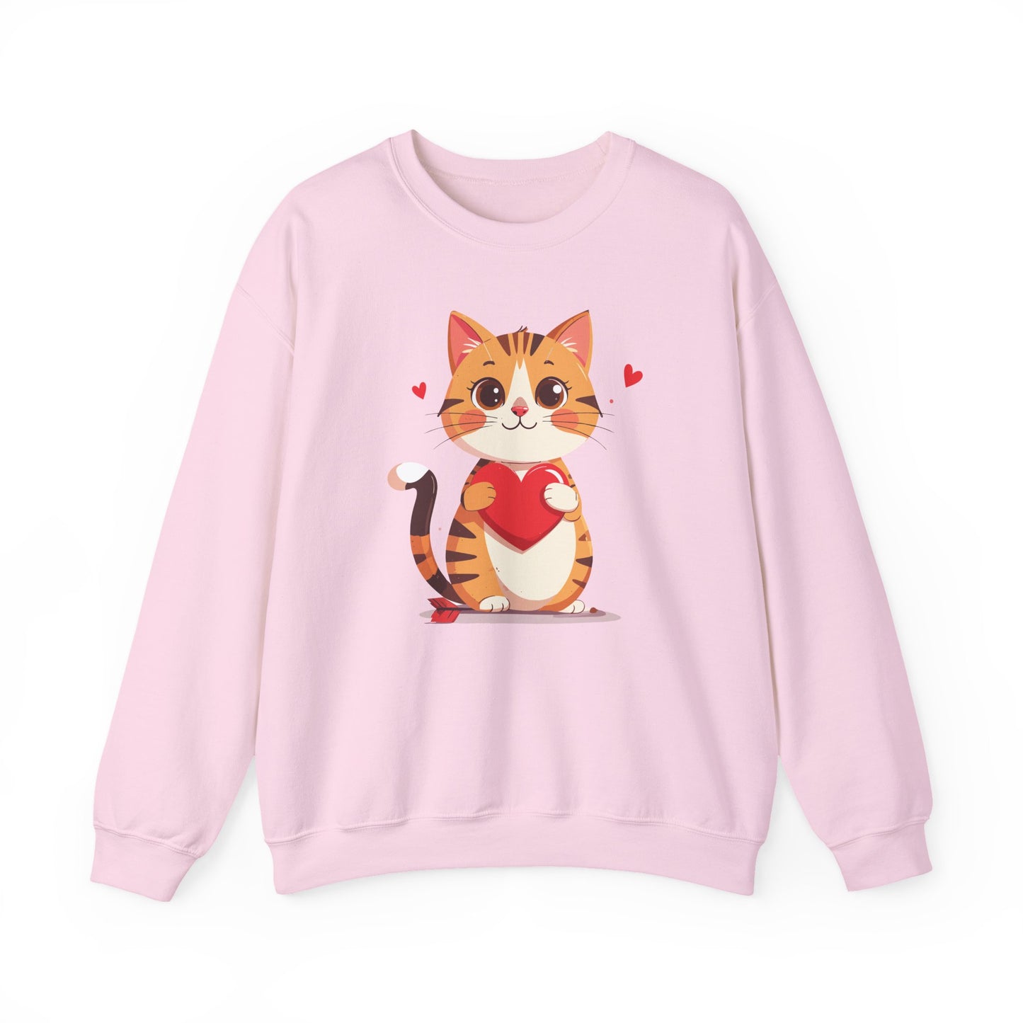 Cat Heart Sweatshirt, Heart Sweatshirt, Cat Sweatshirt, Valentine's Day Sweatshirt, 50/50 Cotton-Poly Animal Sweatshirt 103