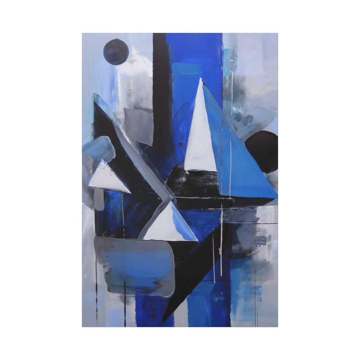 Blue Abstract Painting Print Canvas 20x24,20x30,24x30, 24x32,24x36,30x40, 32x48,36x48,40x60 Pine-Wood Inner Frame ABS-26
