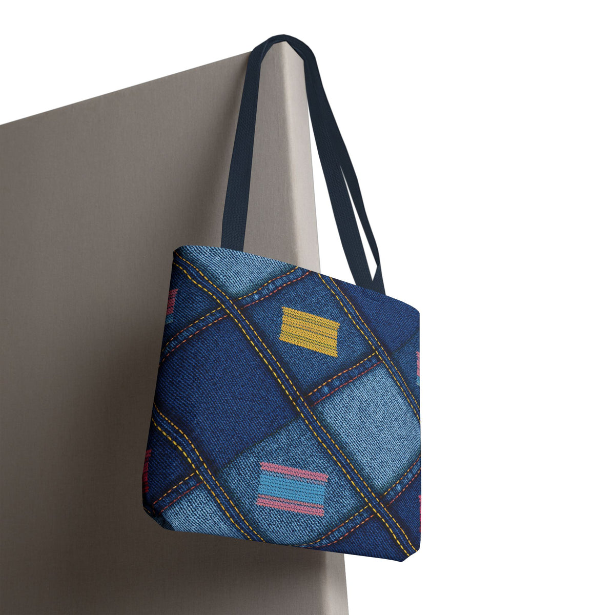 Denim Fabric Imitation Print Unisex Canvas Bag Poly Spun 3 Sizes Tote Bag 146