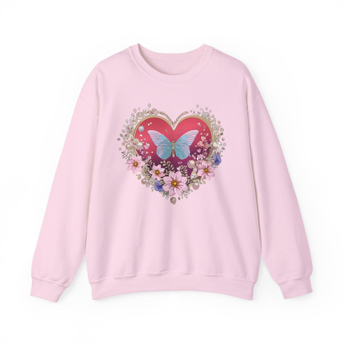 Floral Heart Love Graphic Valentine's Day Sweatshirt Unisex 50/50 Cotton-Poly Sweatshirt w42