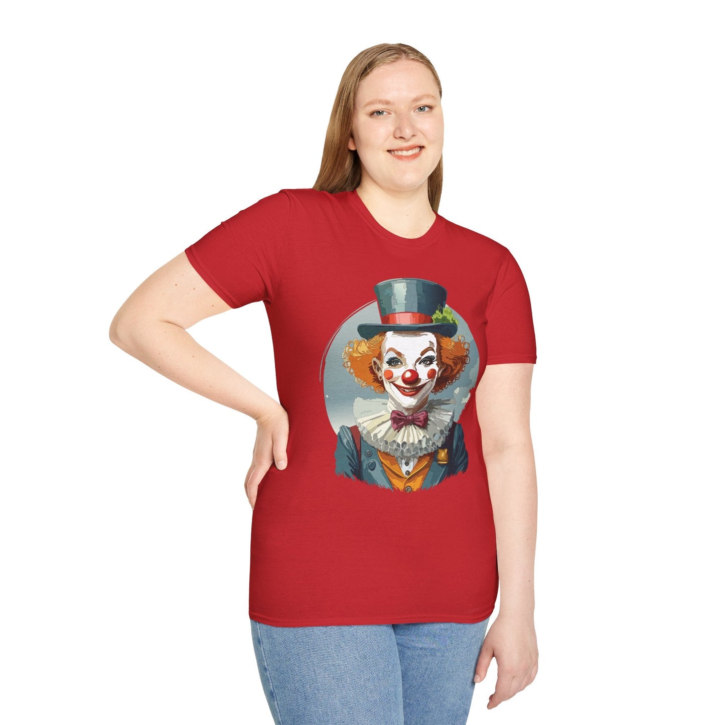 Unisex Clown Shirt Funny Man Circus Design Hundred Percent Ring Spun Cotton Gildan Softstyle Tee