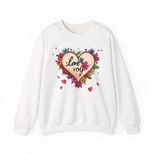 Big Heart Sweatshirt, Floral Heart Sweatshirt, Floral Love Sweatshirt, Valentine's Day Sweatshirt, Heart Floral Sweatshirt 109