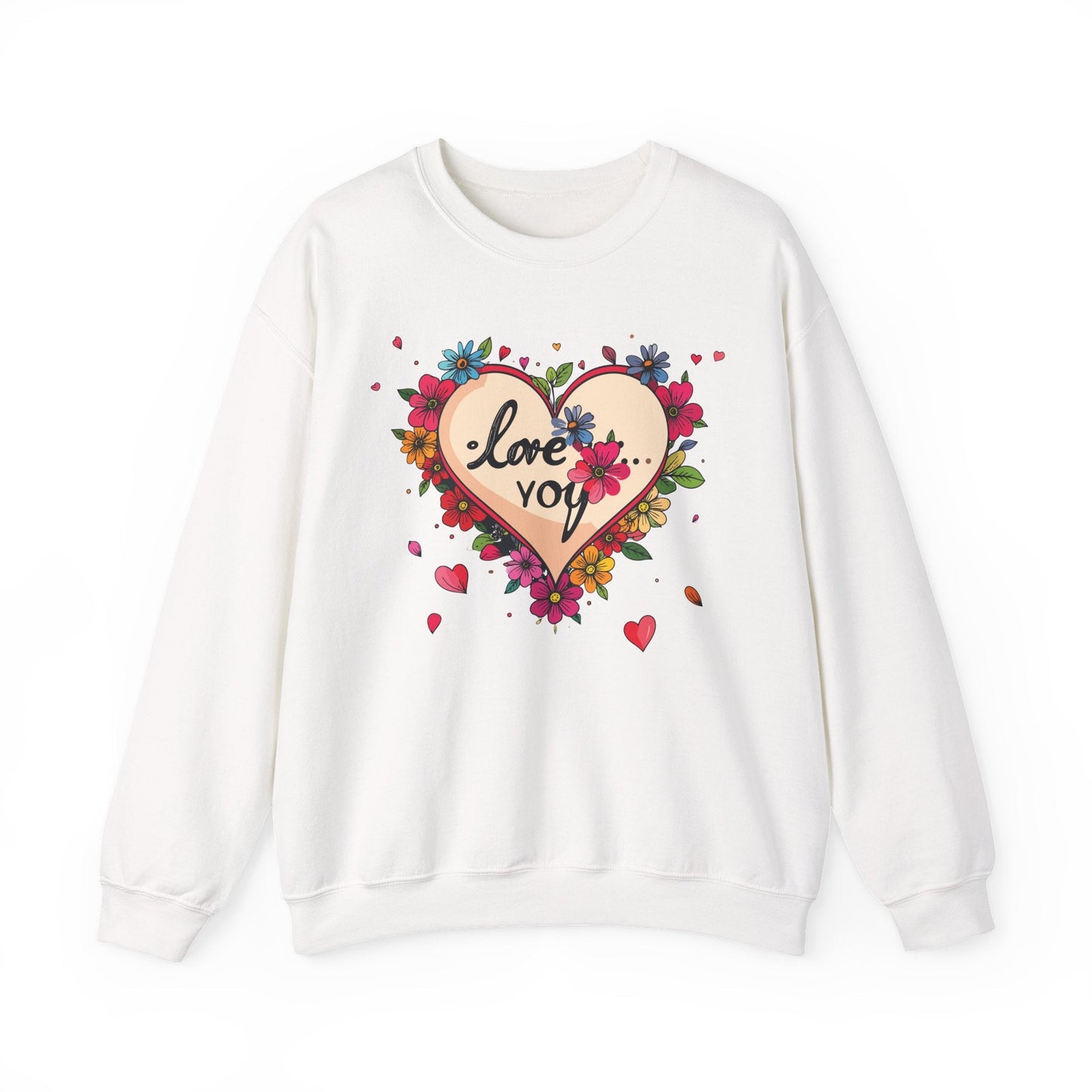 Floral Heart Love Sweatshirt Floral Heart Valentines Day Unisex Crewneck Fifty Fifty Cotton Polyester