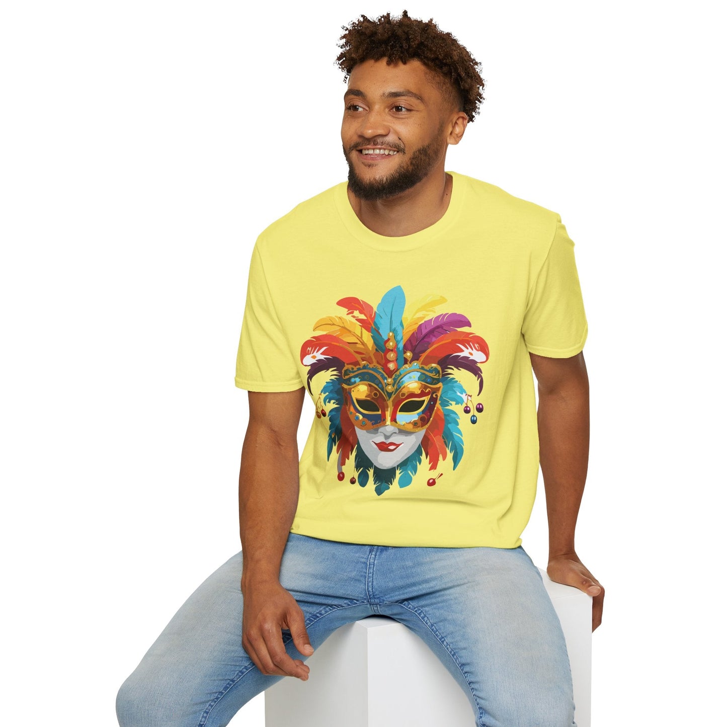 Mask Tee Shirt Unisex Masquerade Art Design Gildan Softstyle 64000 Short Sleeve Tee