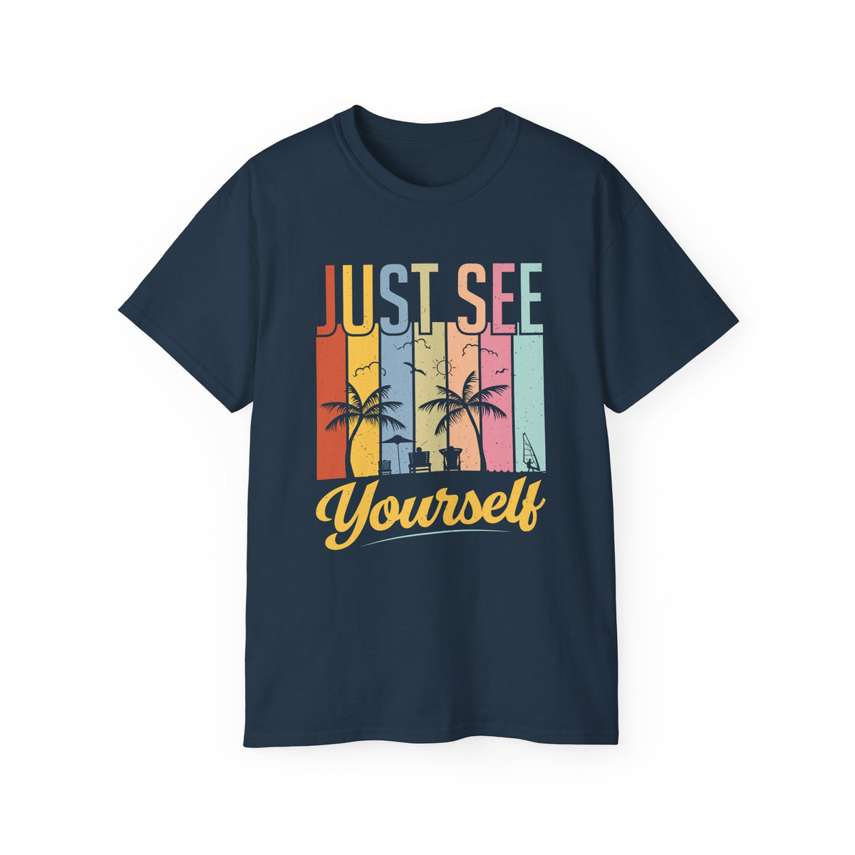 Just See Yourself T-Shirt | Retro Sunset Palm Trees Tee