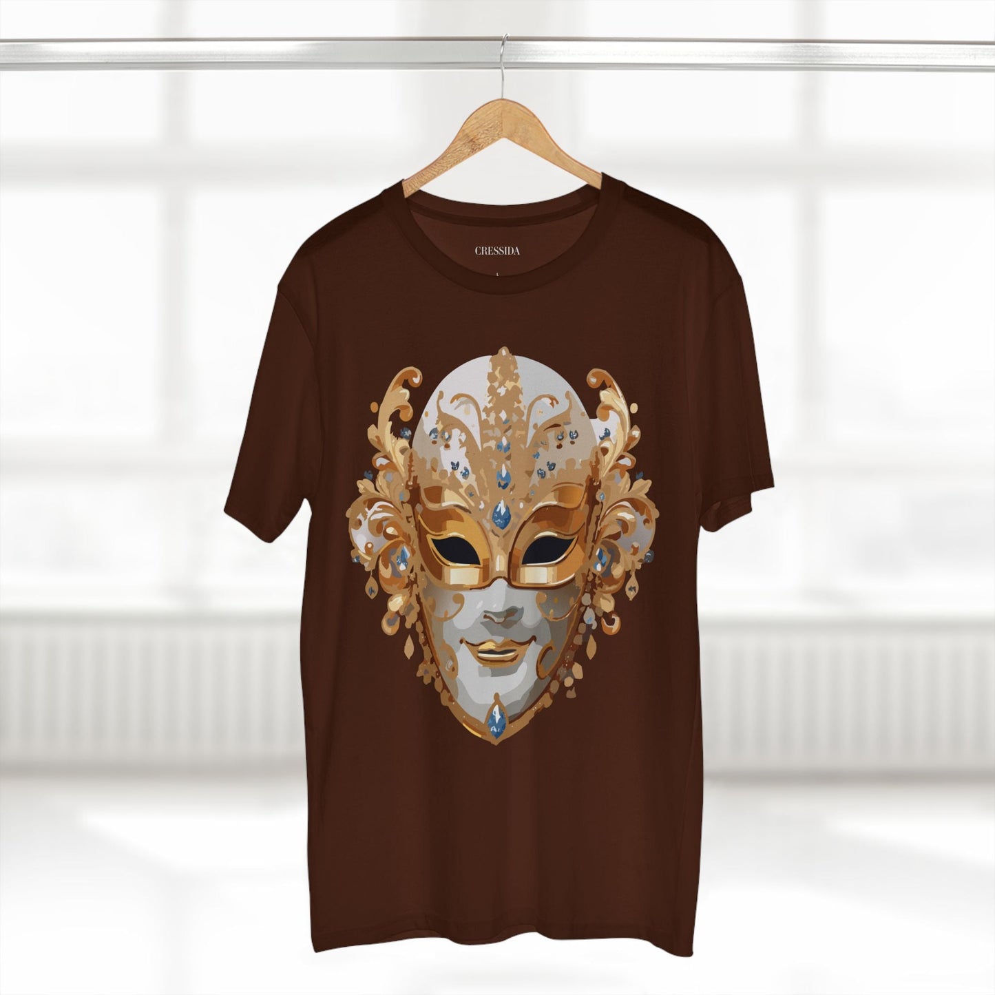 Carnival Mask Graphic T-Shirt Unisex 100 Cotton With Antique Gold Art Design Tee 20