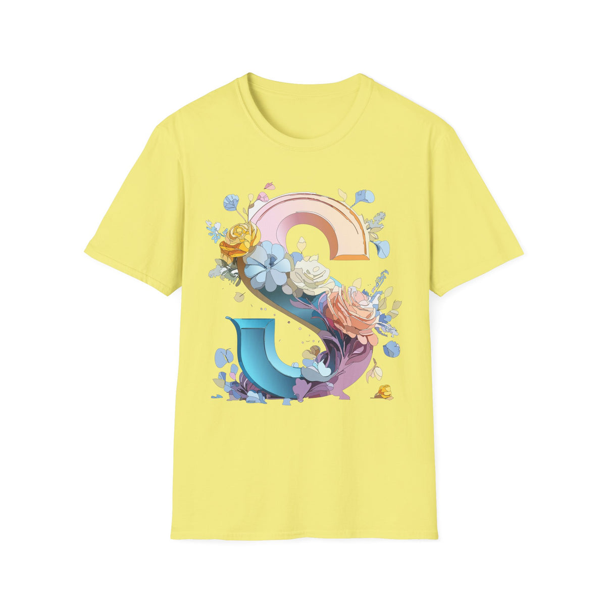 Floral Rainbow Letter S T-Shirt | Floral Initial Tee