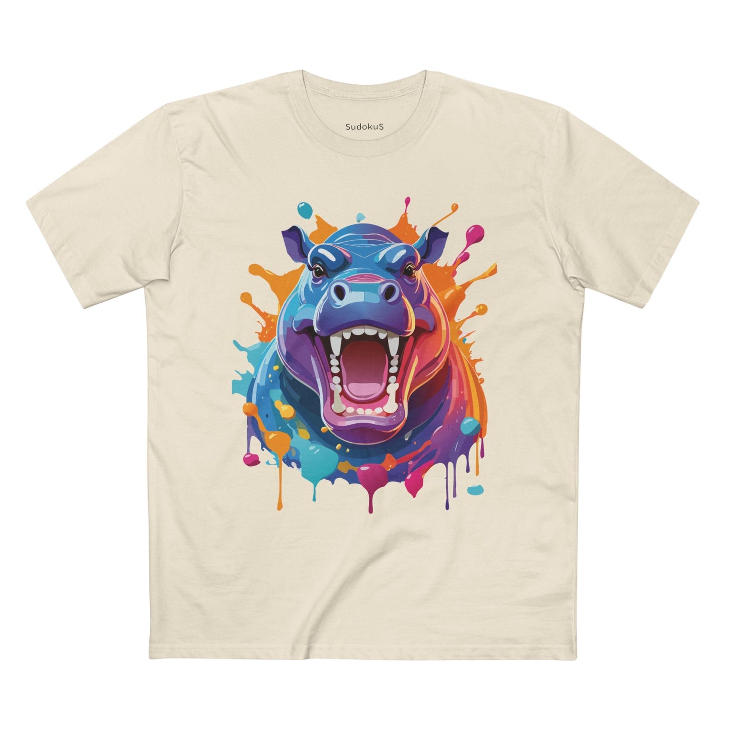 Hippo Graphic Unisex 100 Cotton Staple Tee with Animal Design Artwork 4