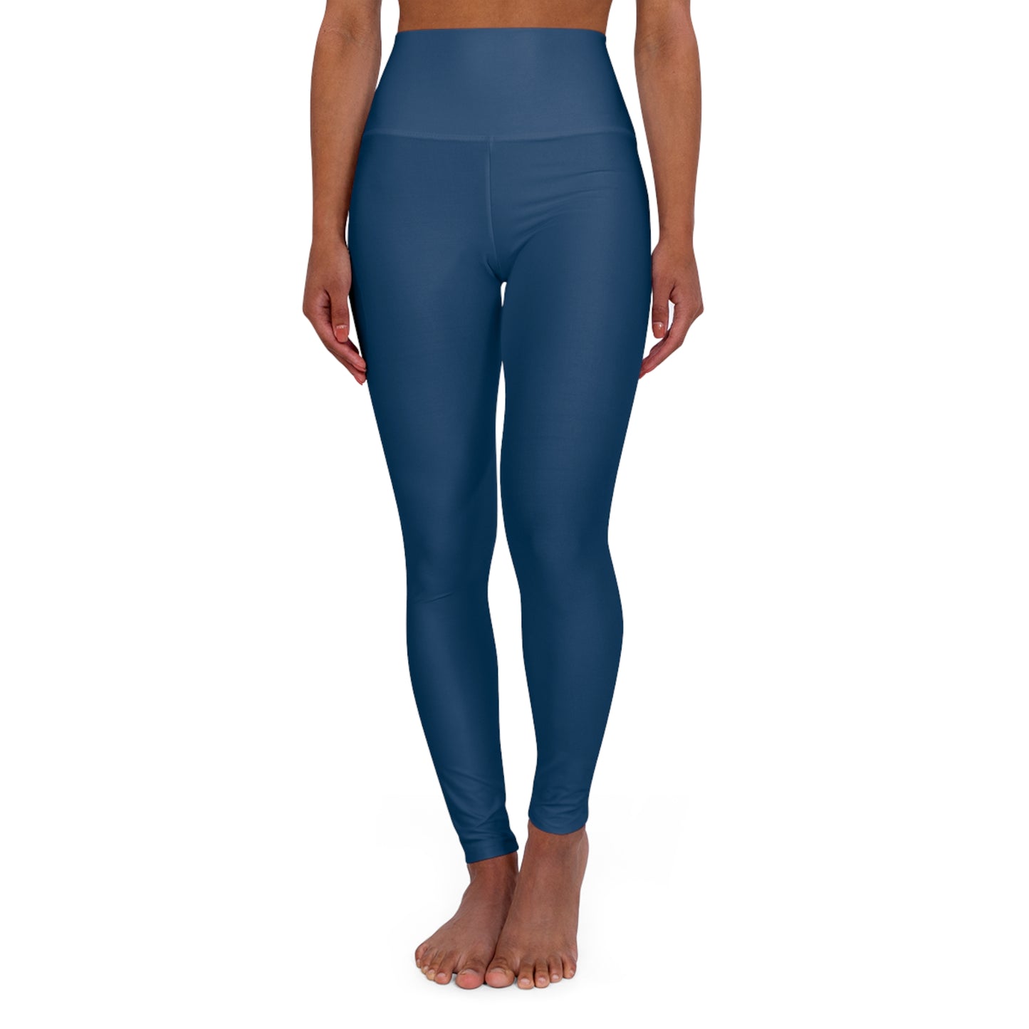 High-Waisted Yale Blue Yoga Leggings Women's Seamless Poly-Span Stretchy Navy Activewear Pants