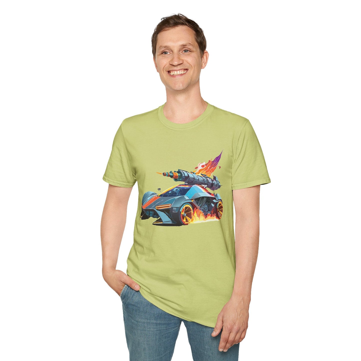 Car Graphic Unisex Cotto Softstyle Art Design with Hot Wheels Artwork Tee 5