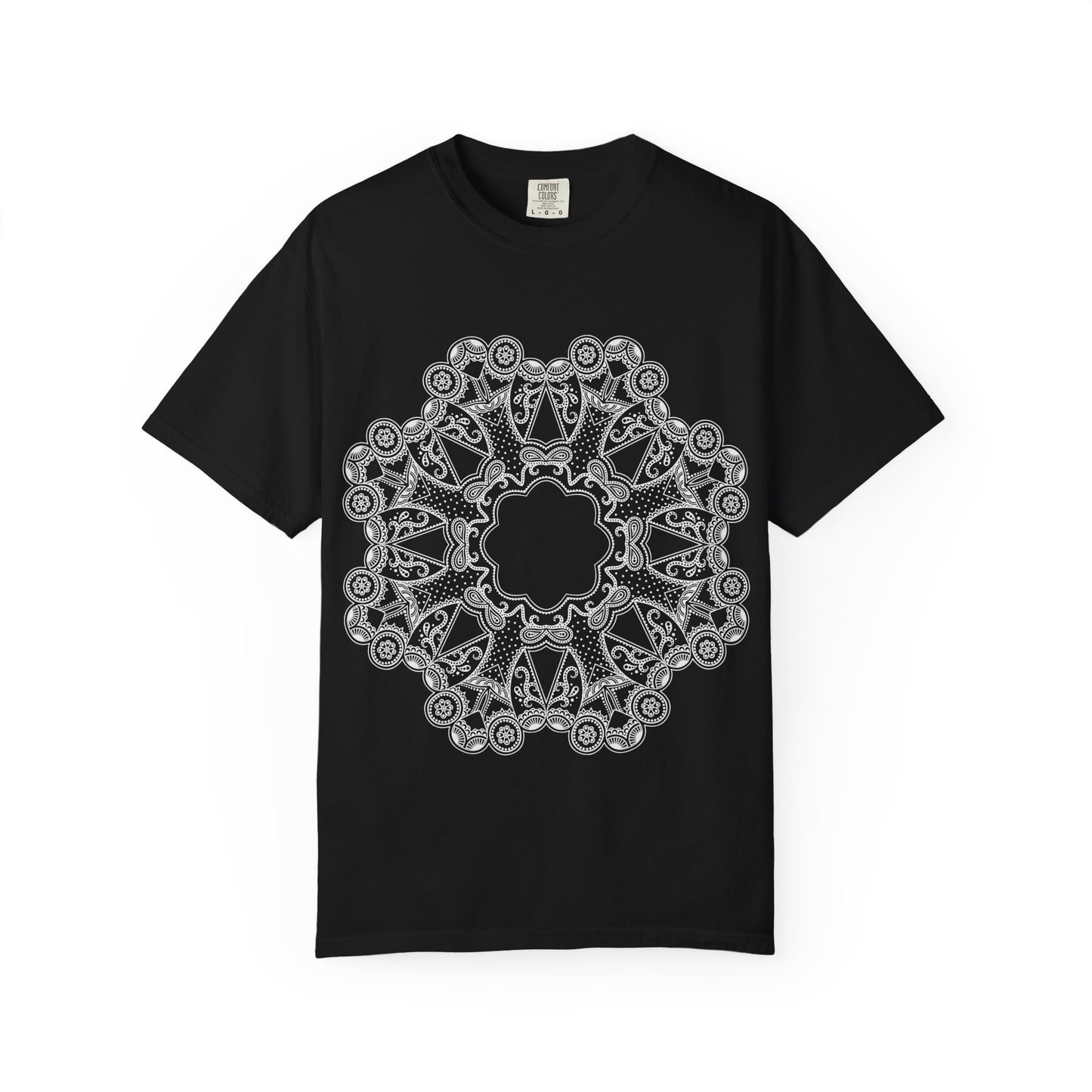 Unisex Garment Dyed Cotton T-Shirt with Mandala Graphic Design