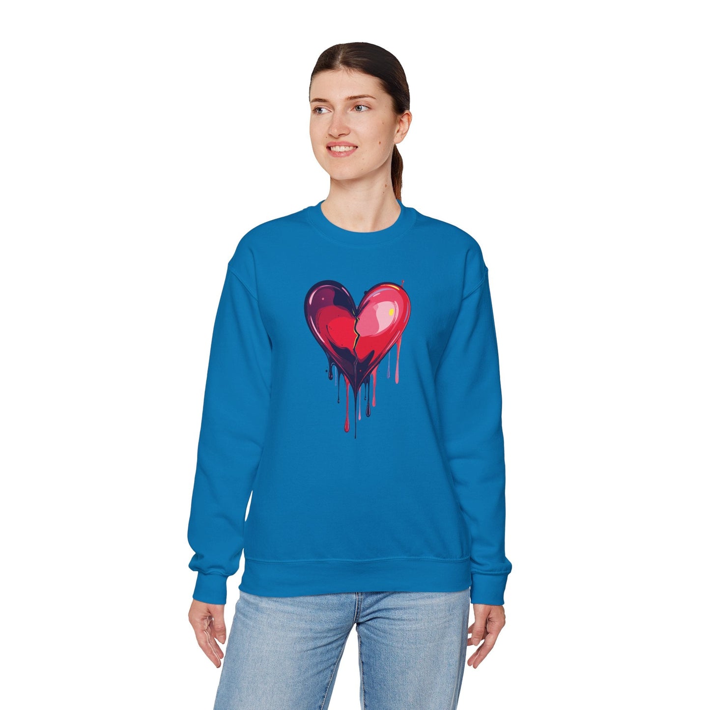 Red Heart Floral Sweatshirt Unisex Heavy Blend Crewneck Valentines Day Love Sweatshirt