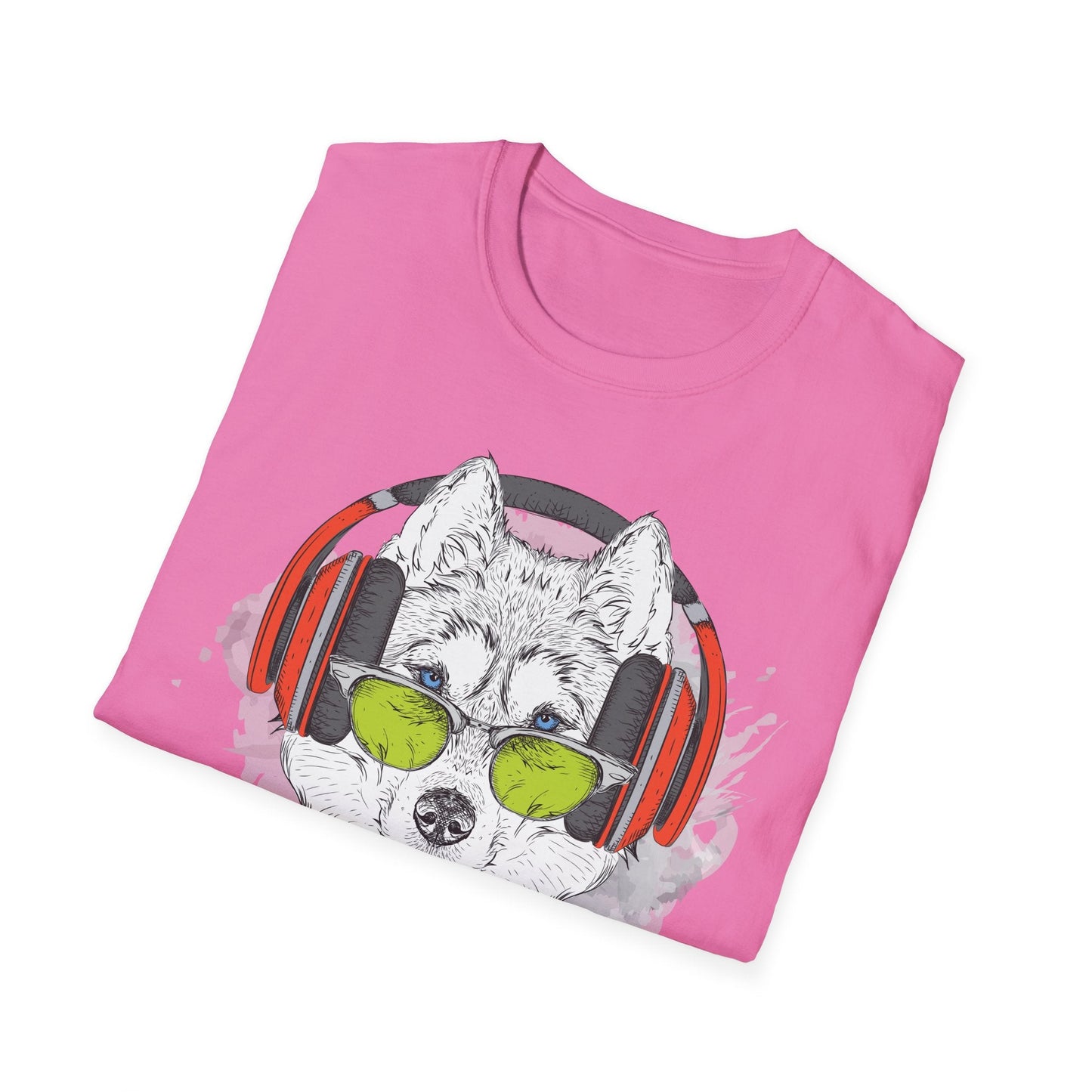 I Love Music Animals Shirt With Headphones Unisex Softstyle Tee Premium Comfort Short Sleeve