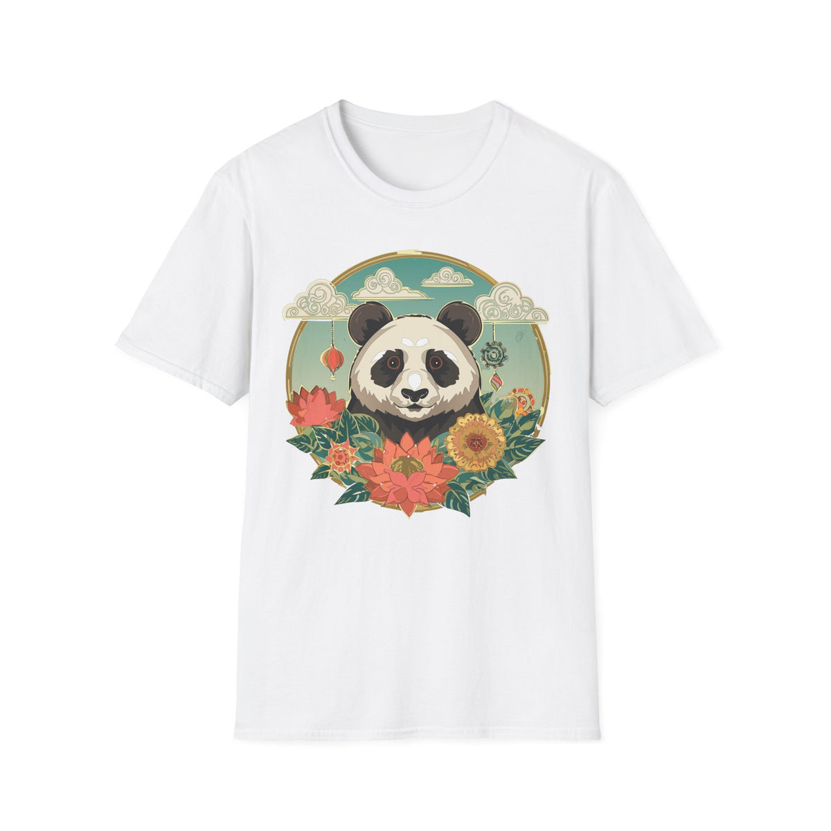 Panda Portrait T-Shirt | Floral Asian-Inspired Illustration