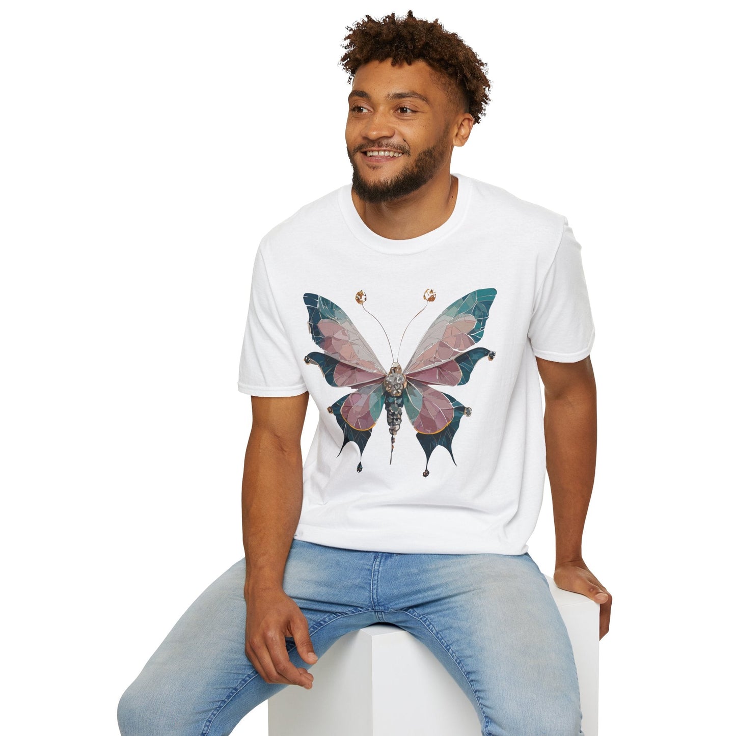 Butterfly Shirt Unisex T Shirt Monarch Print Gildan Softstyle 64000 100 Percent Ring Spun Cotton