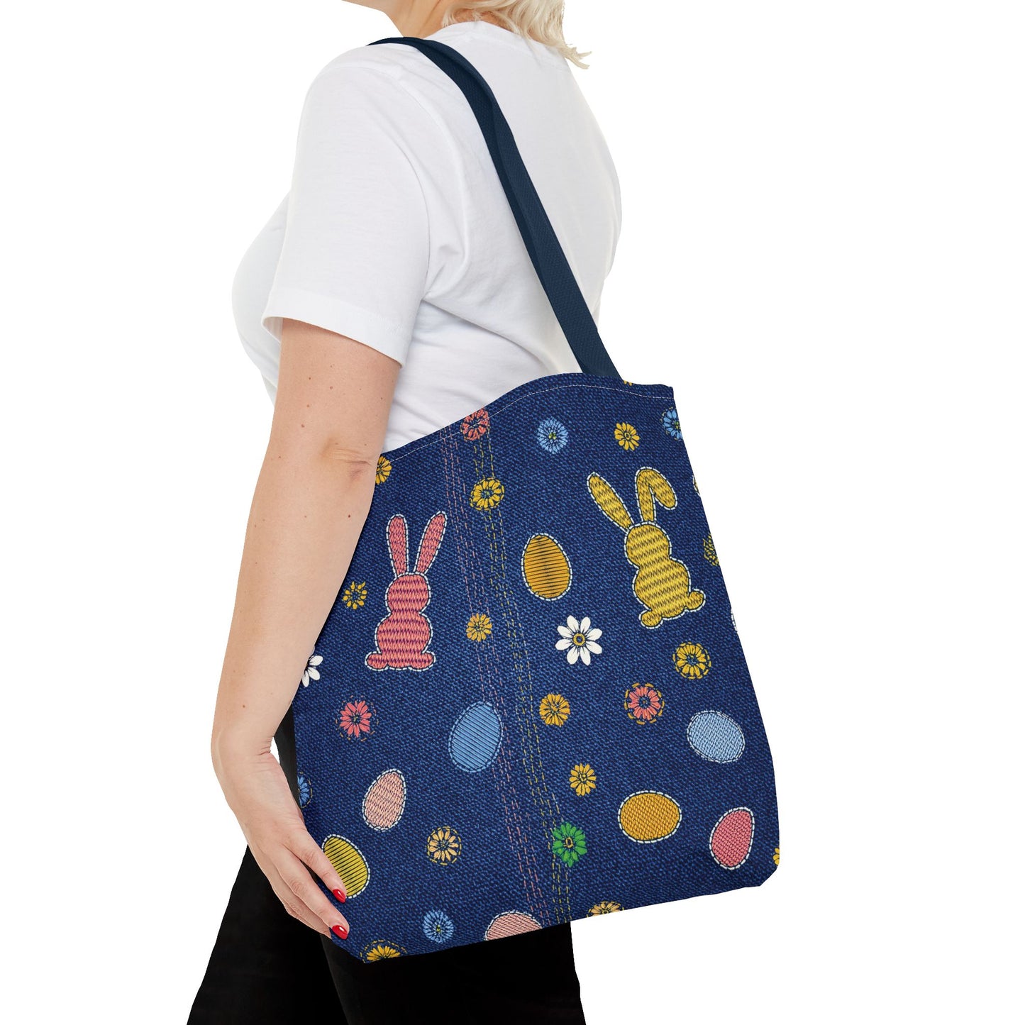 Easter Graphic Design Denim Fabric Imitation Print Unisex Canvas Bag Poly Spun 3 Sizes Tote Bag 204-4