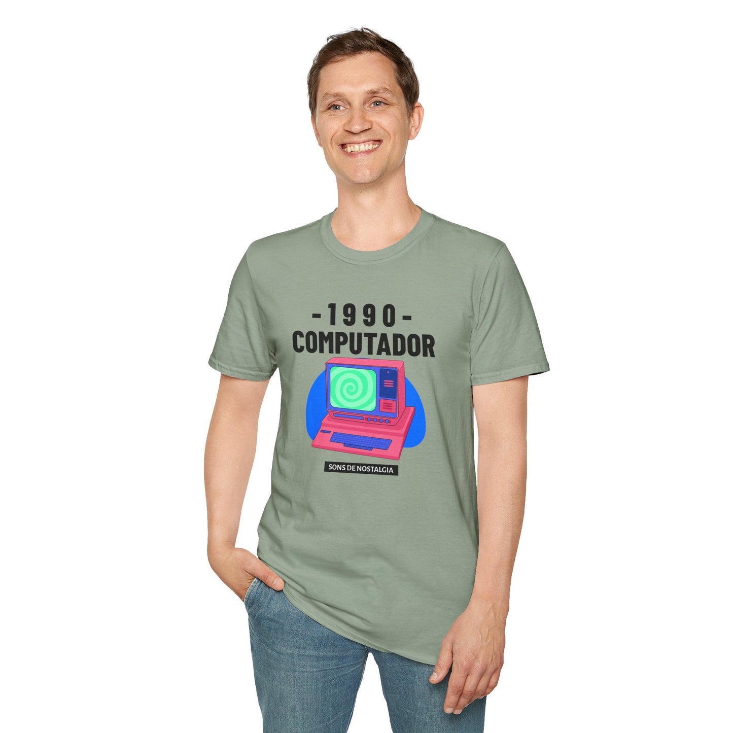 1990 Computador Retro T-Shirt Unisex Cotton Vintage Computer Graphic Tee