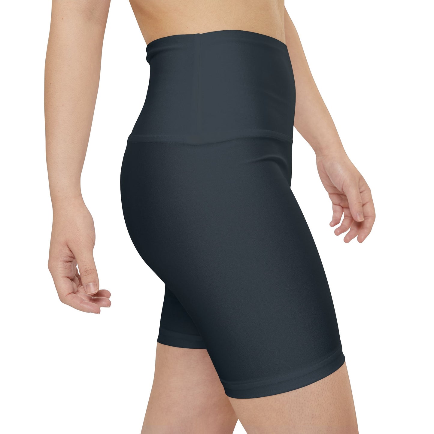 Jet Black Women’s Workout Shorts — High-Waist Athletic Biker Shorts