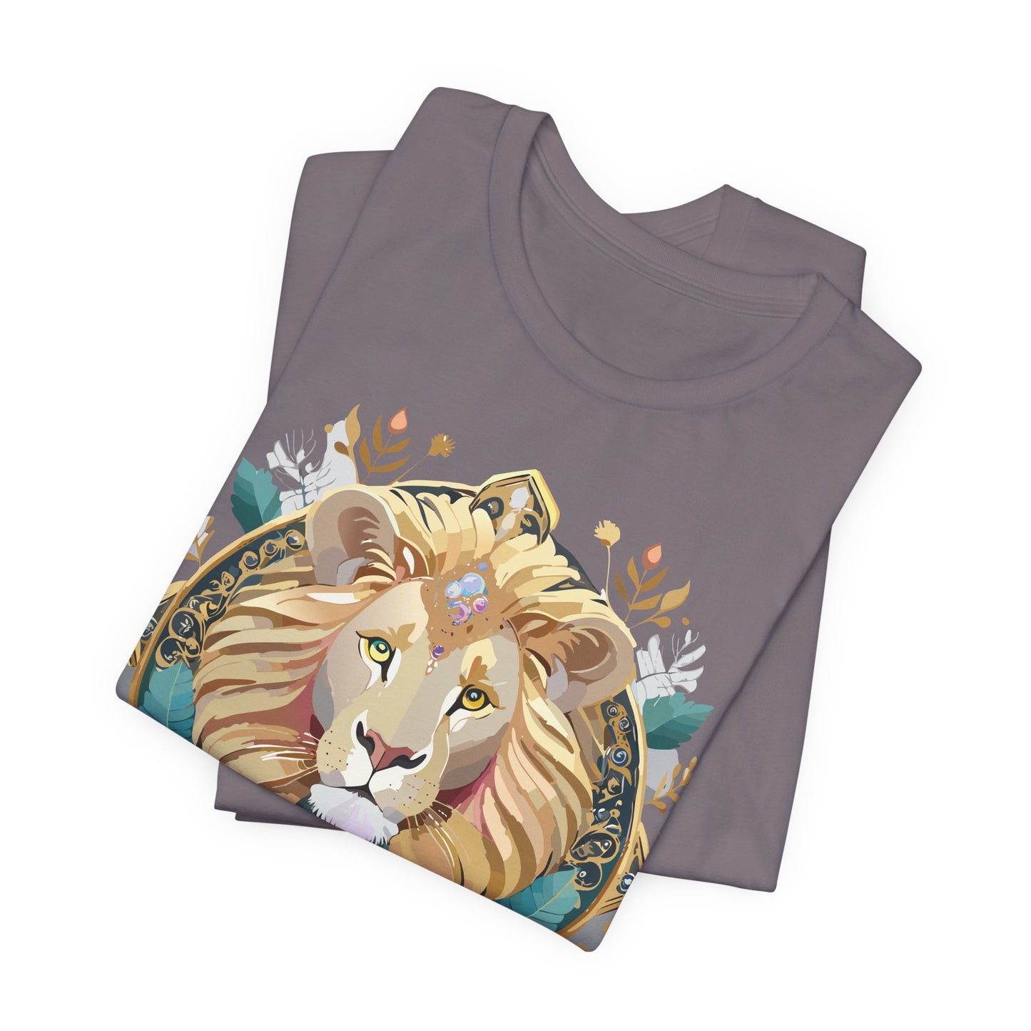 Unisex Lion Graphic Tee, Animal Shirt, Tee Shirt with Lion, Medallion T-Shirt, Animal Medallion Tees 2