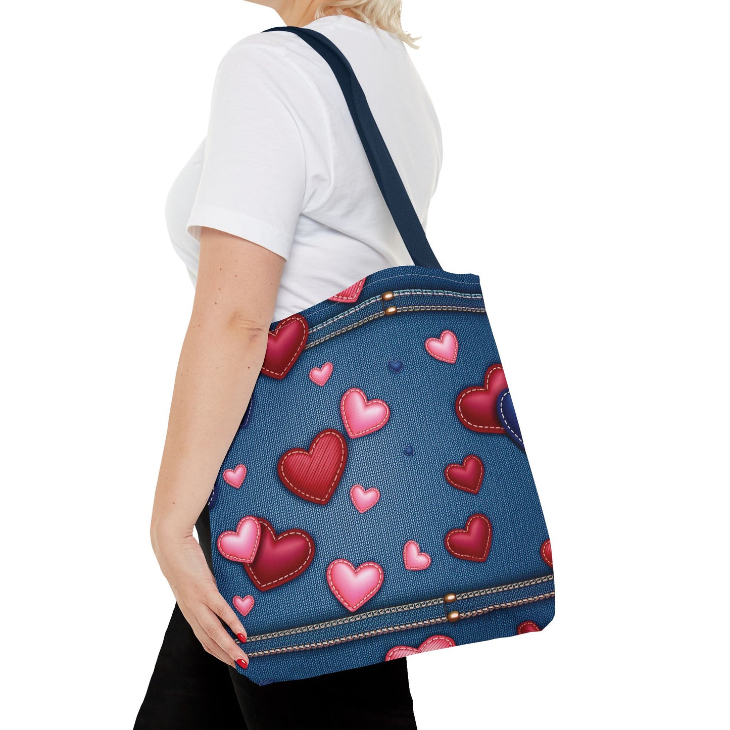 Love Day Graphic Design Denim Fabric Imitation Print Unisex Canvas Bag POLY 3 Sizes Tote Bag 201-29