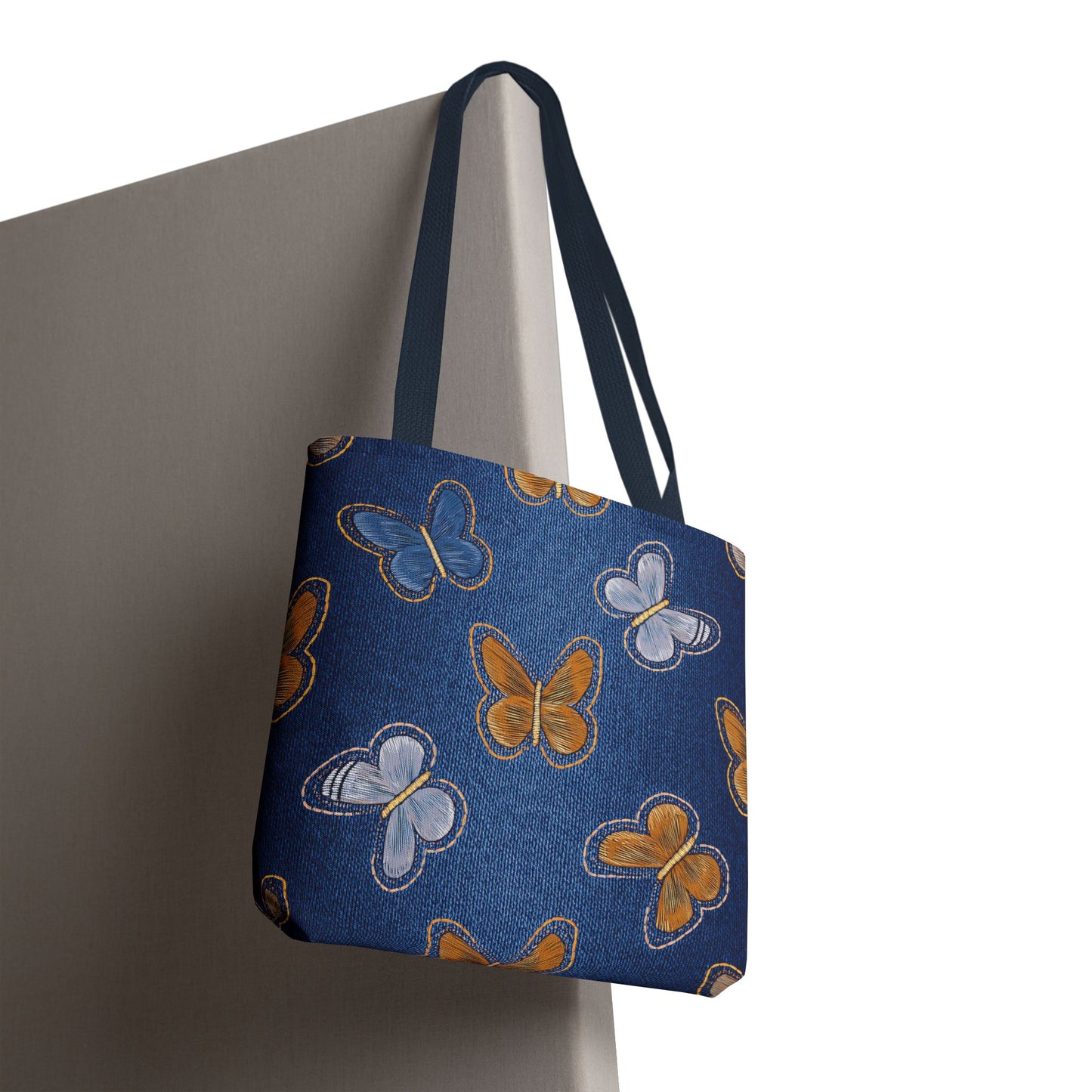 Denim Fabric Imitation Print Unisex Canvas Bag Poly Spun 3 Sizes Tote Bag 177