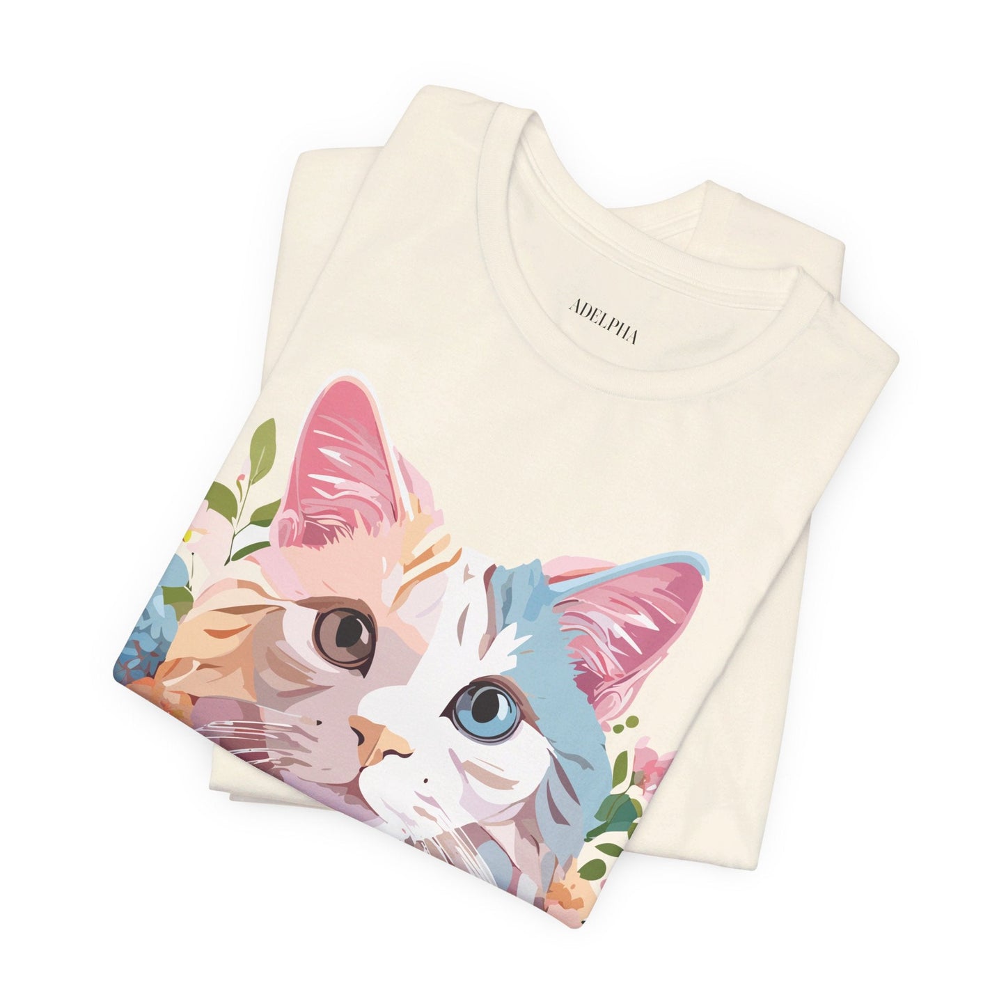 Cat Graphic Tee Unisex Short Sleeve Shirt With Adelpha Artwork