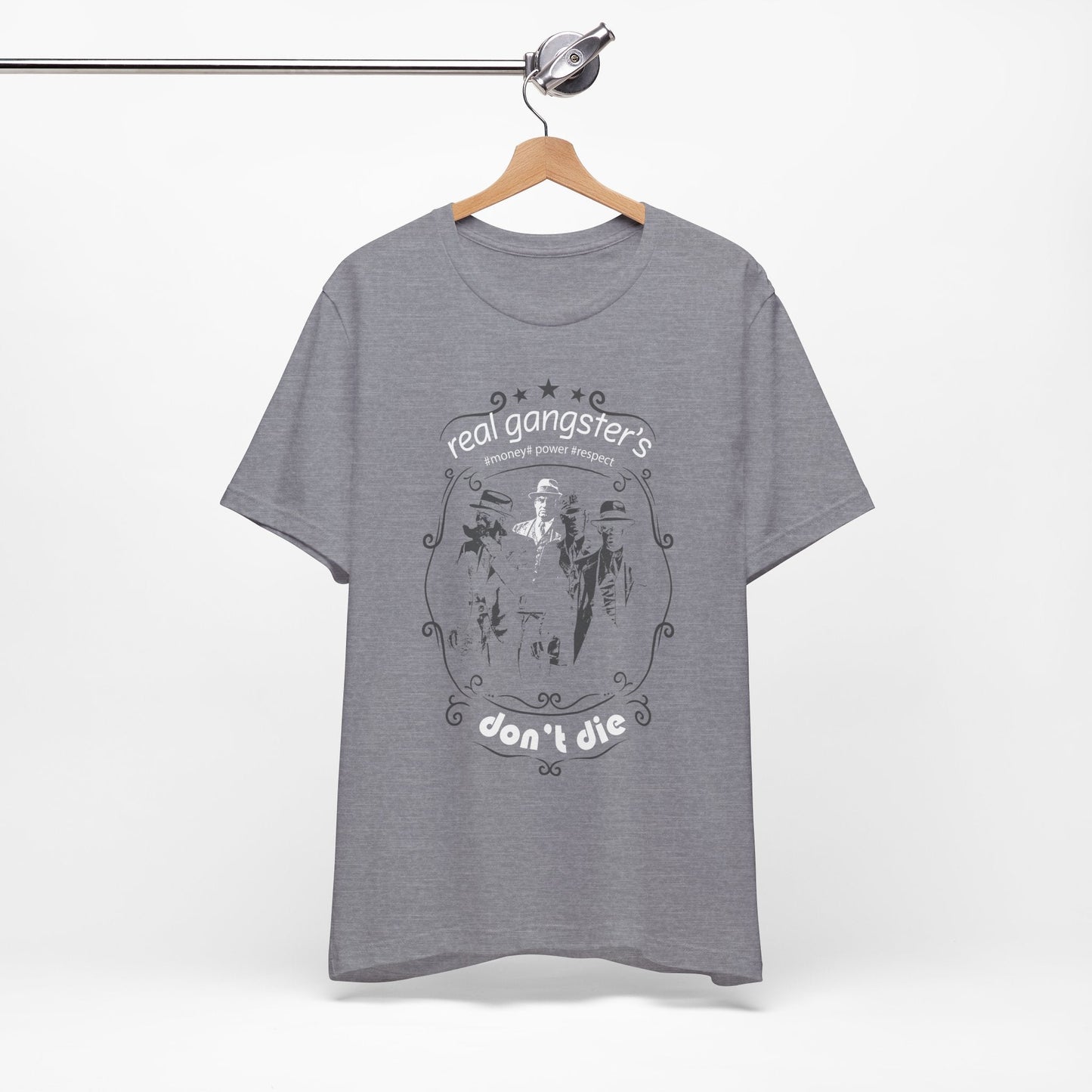 Real Gangsters Don't Die T-Shirt Vintage Outlaw Illustration Retro Biker Tee A-3