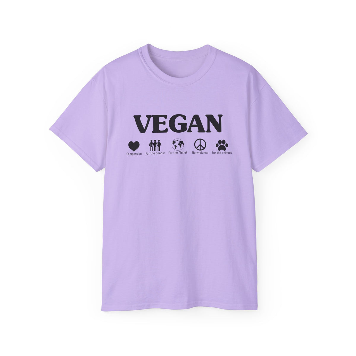 Vegan Icons Tee | Heart, People, Earth, Peace, Paw Symbols