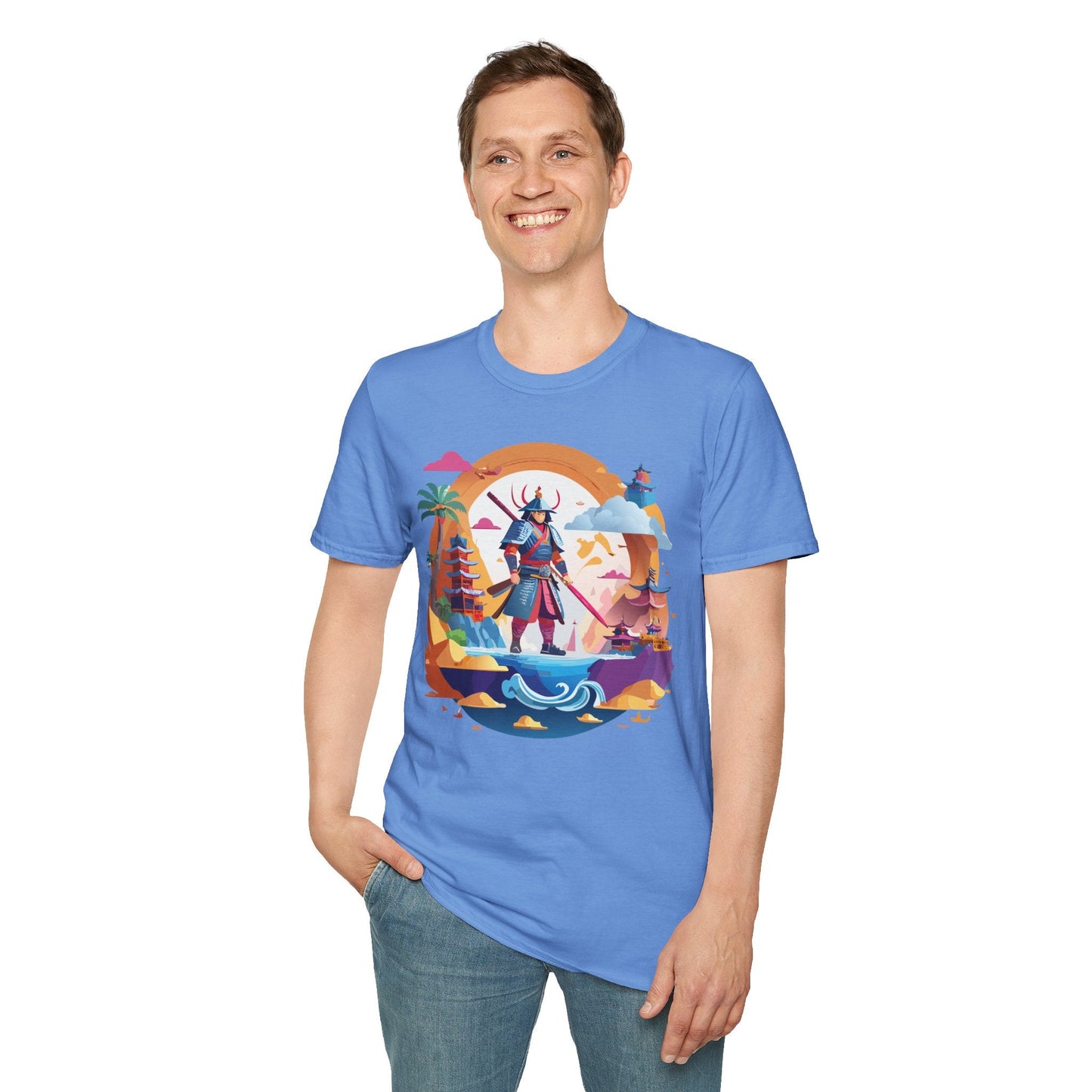 Samurai T Shirt Unisex Gildan Softstyle 64000 100 Percent Ring Spun Cotton Lightweight Tee