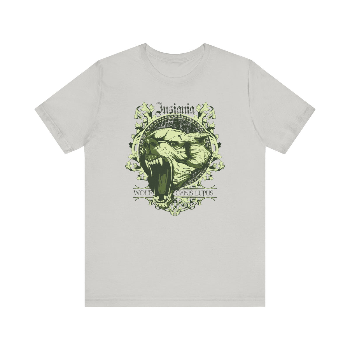 Howling Wolf Skull Tee Gothic Vintage Crest Green Graphic Unisex Cotton Shirt Art-54