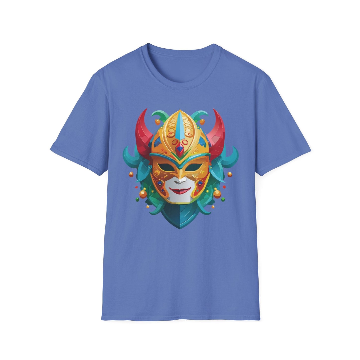 Unisex Mask Tee Shirt Softstyle Gildan 64000 Cotton Tee Masquerade Design Artwork